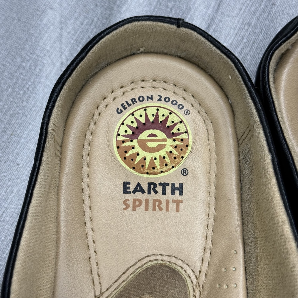 Earth Spirit Ellie Black Leather Ruched Clogs Mules Size 11 - Picture 5 of 9